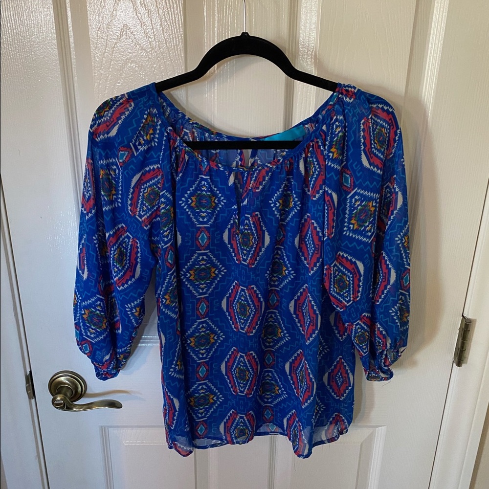 Blue Printed Blouse | Size Med/Large